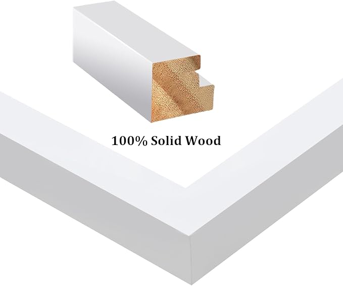 Egofine 16x20 Solid Wood Picture Frame, Made of Solid Wood Covered by Plexiglass 11x14/12x16 with Mat 16x20 without Mat, Poster Frame for Wall Mounting Photo Frame Vertically or Horizontally, White