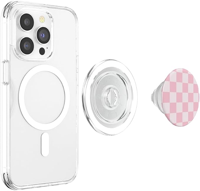 Classic Checkered Checker Checkerboard Blush Pink PopSockets Adhesive PopGrip