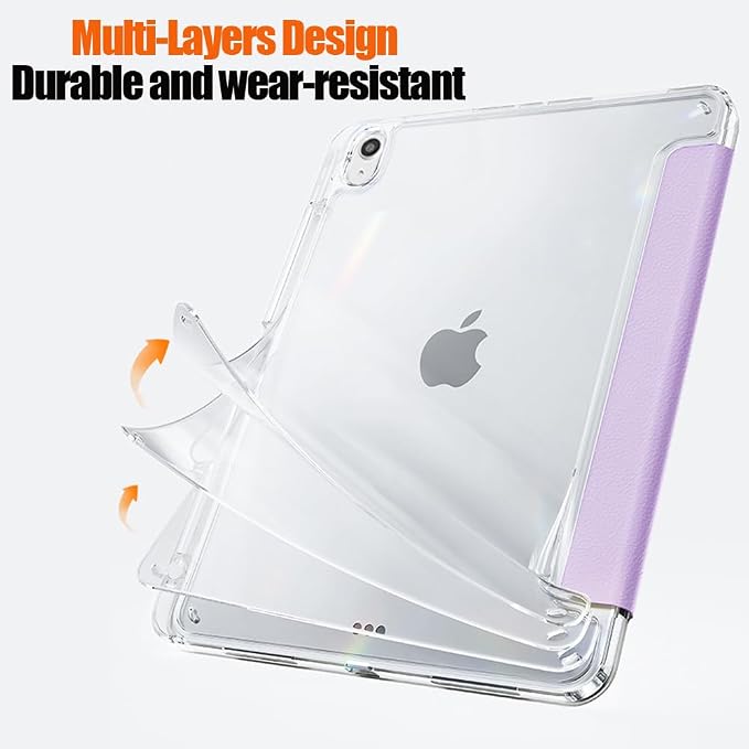 Slim Case for iPad Air 11 M4/M3/M2 &amp 10.9 5th/4th Gen Aqua Blue | Pencil Holder Multi-Angle Y Fold Stand Clear Acrylic Cute Cover Auto Wake-Sleep 2026/2025/2024/2022/2020