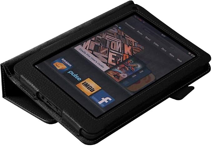 Fintie Folio Case for Kindle Fire 7 1st Gen 2011 Black | Slim Fit PU Leather Foldable Viewing Stand Cover with Stylus Holder and Magnetic Closure