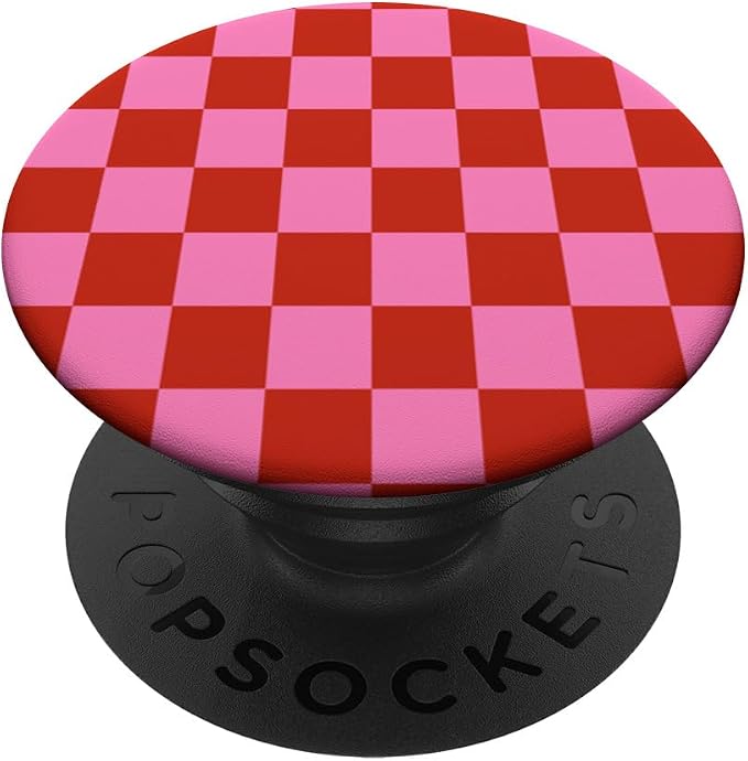 Red Pink Checkered Pink Red Checkered Pink and Red Checkered PopSockets Adhesive PopGrip