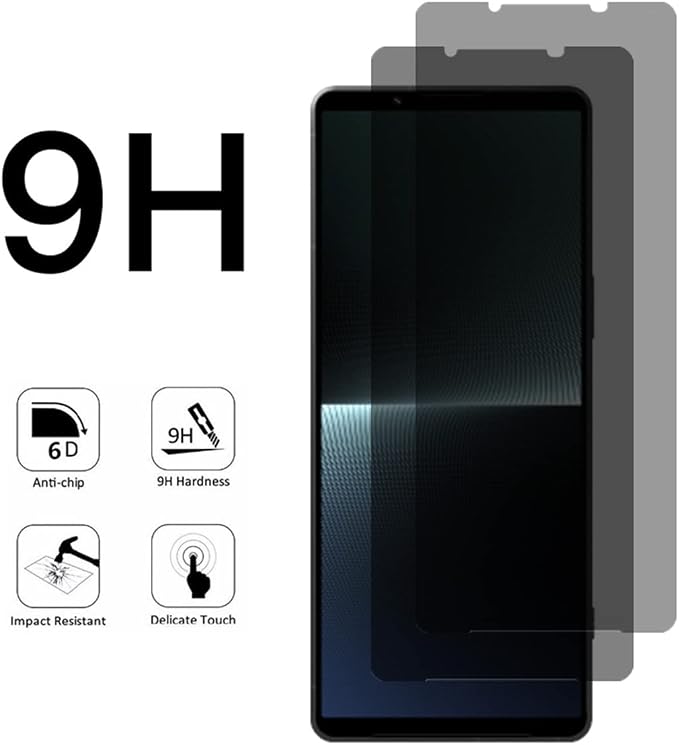 [2 PACK Anti-spy Anti-Scratch 9H-Hardness Easy to Install Privacy Protective Glass Screen Protector for Sony Xperia 1 V 2023