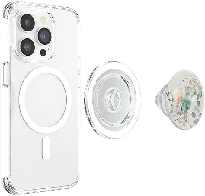 Botanical Watercolor Eucalyptus Leaves Green Blossom Flowery PopSockets Adhesive PopGrip