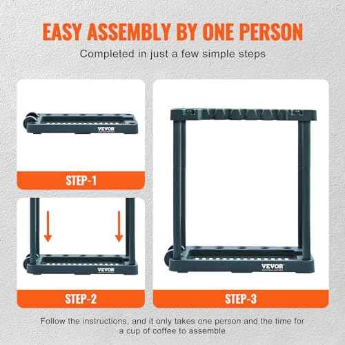 VEVOR Garden Tool Organizer, 10 Slots, Yard Tool Tower Rack for Garage Organization and Storage, Hold Long-Handled Tool/Rake/Broom/Shovel, PP Garden Tool Stand Holder Organizer for Yard, Shed, Outdoor