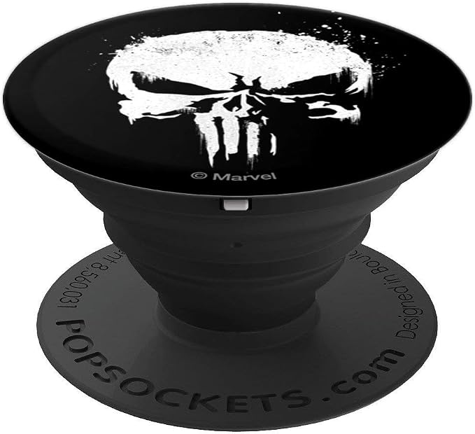 Marvel The Punisher White Ink Splatter Skull Logo PopSockets Adhesive PopGrip