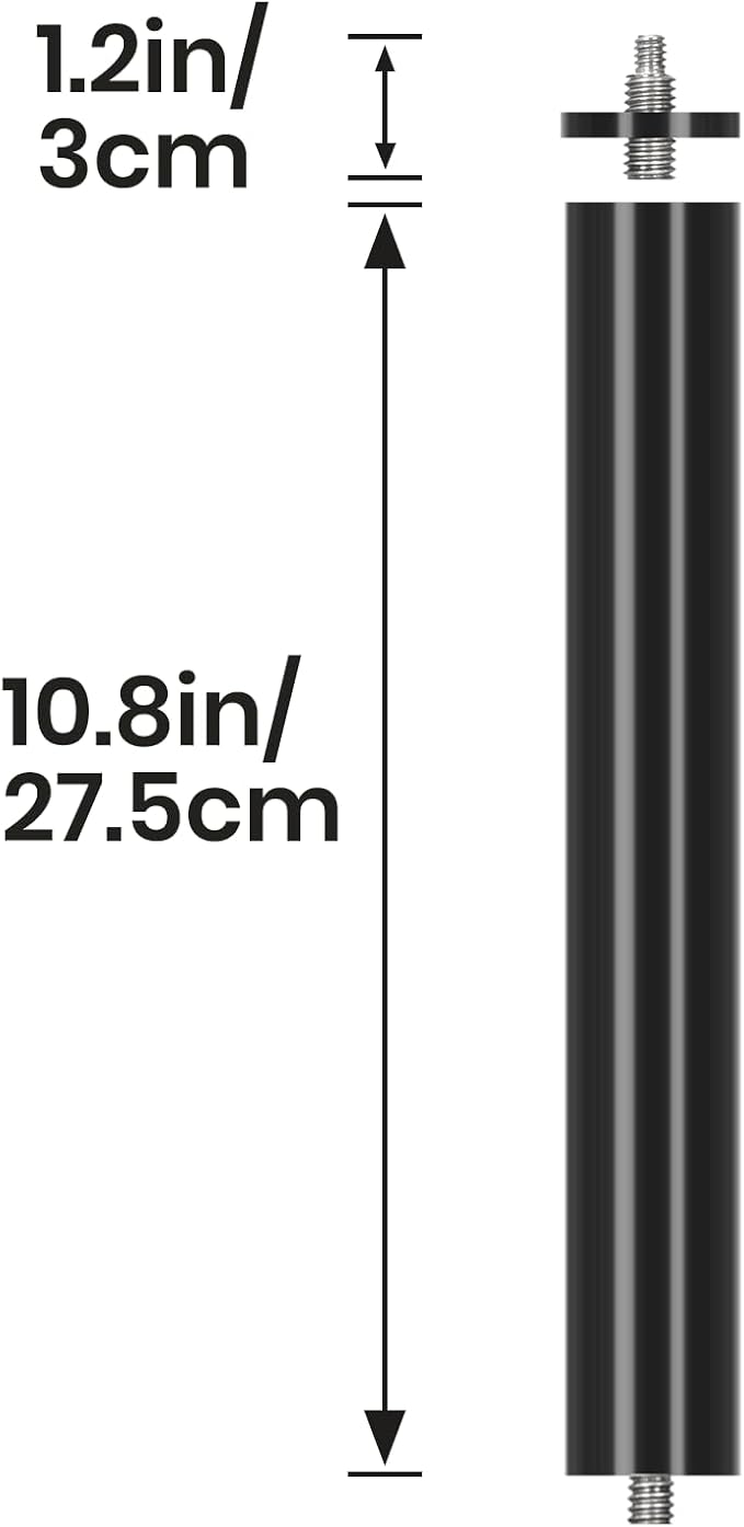 TARION Modular Base Extension Rod - 21.6"/55cm Extension Pole Set (2× 10.8" Sections) Compatible with Titanrig Lite Z, Desktop, Studio, Cart Products