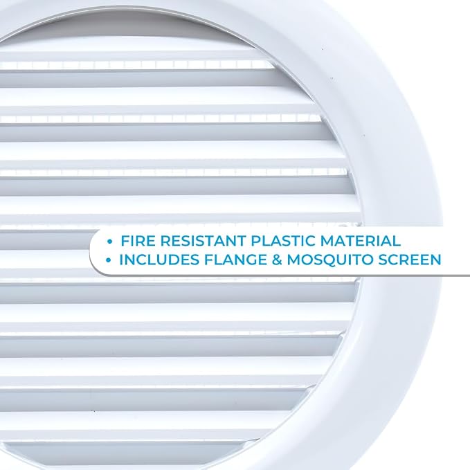 VENTS-US - 4" White Round Plastic Vent Cover - Compatible with 4 Inch Diameter