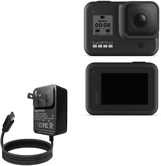 BoxWave Charger Compatible with GoPro Hero8 Black - Wall Charger Direct (15W) Rapid Charge Your Device with Built-in 3ft Cable