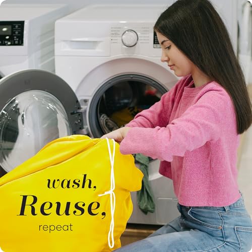 Nylon XL Laundry Bag - Locking Drawstring Closure, Machine Washable, These Large Bags Will Fit a Laundry Basket and Strong Enough to Carry up to Two Loads of Clothes (Yellow | 30" x 40") - color: Yellow, size: 30" x 40"