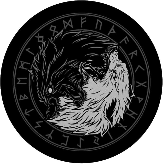 Sons of Fenrir - Sköll and Hati - Ying Yang Wolf PopSockets Adhesive PopGrip