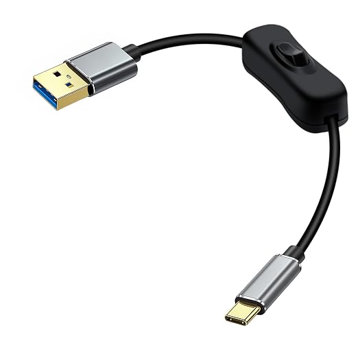 10Gbps USB C Cable with Switch USB 3.0 High Speed Data Transfer Cable with Gold Plated Plug 60W 3A for Laptops PC Phone Car (Black 1.6FT / 0.5 m)