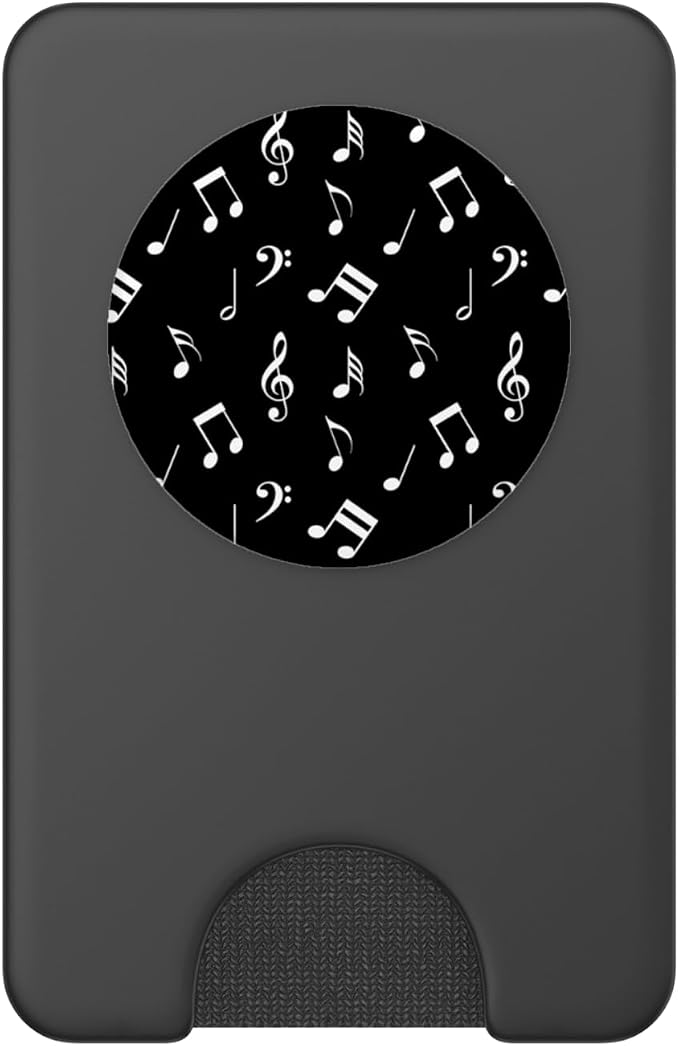 Music Notes White Black Background Musical Instrument PopSockets Adhesive PopGrip