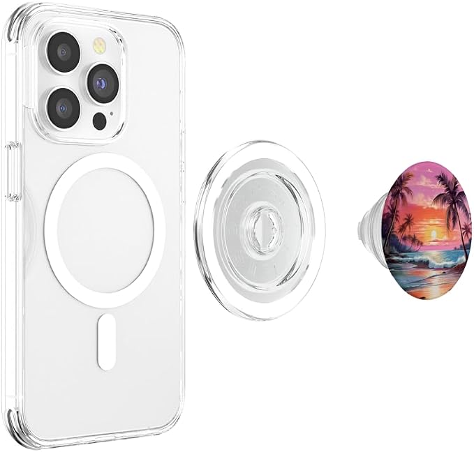 Palm Tree Sunset Tropical Island Night Scene Beach Theme PopSockets Adhesive PopGrip