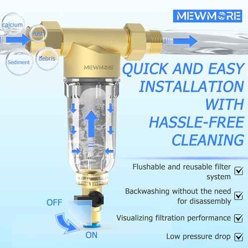 GFC40 Garden Hose Filter with 3/4" GHT Connector, 40 & 100 & 200 Micron Reusable Spin Down Sediment Water Filter, Inline Sediment Filter for RV Camping Pressure Wahser Car Wash Water Hose