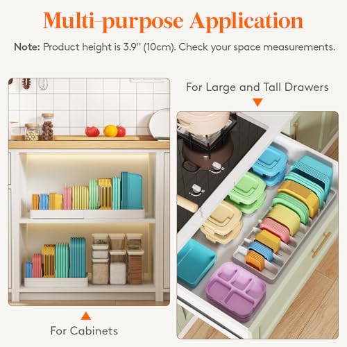 Lifewit Kitchen Cabinet Organizer for Food Contanier Lid, Expandable Lid Holder with 8 Adjustable Dividers & 9 Sections for Pantry Organizers and Storage, Home Organization, Extra Large, 13"-24" - size: Extra Large(13-24" x 9.6")