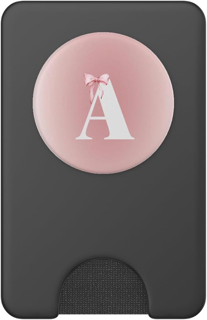 Pink Letter A Monogram Bow PopSockets PopGrip for MagSafe