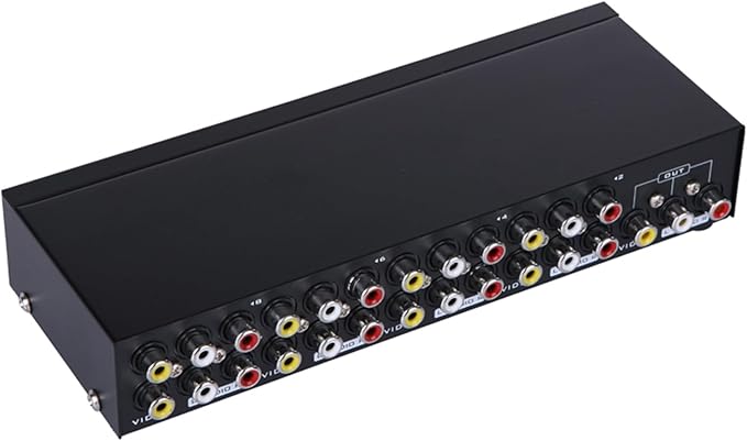 Manual 8Way Video Signals Switcher Box 8in 1Out Video Vid Switching Box Switcher Easy Switching Device Source Management