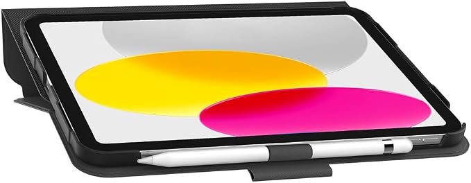 Incipio - SureView Protective Folio Case for iPad 10th Gen Lightweight Slim Cover with Adjustable Stand Scratch Protection (Black)