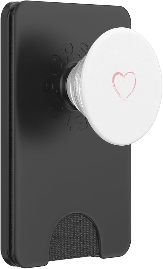 Pink Heart White PopSockets Adhesive PopGrip