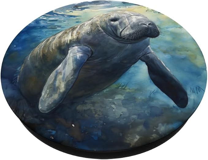 Watercolor Manatee PopSockets PopGrip for MagSafe
