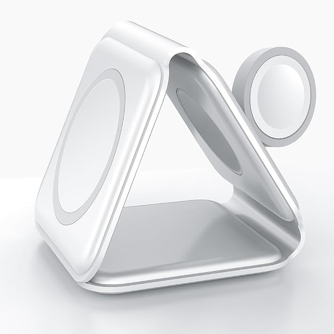 IHAO 3in1 Multifunctional Foldable Wireless Charging Station with LED Ambient Night Light Fast QC3.0 Charger for Phone iWatch Headphone Space-Saving Auto-Shutoff &amp Overcharge Protection-Black