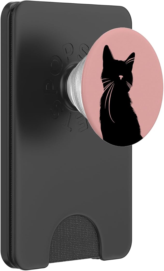 Black Rose Aesthetic Cat PopSockets PopGrip for MagSafe