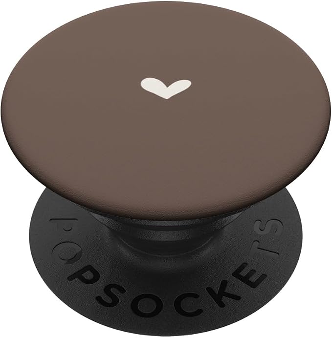Dark Sand Beige Simple Heart Chic Feminine PopSockets PopGrip for MagSafe