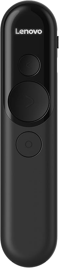 Lenovo Laser Rechargeable Presentation Remote, Bluetooth & USB, Digital & Laser Pointer, LCD Screen, Rechargeable Battery, 30M Range, Black, 500mm Cable Length