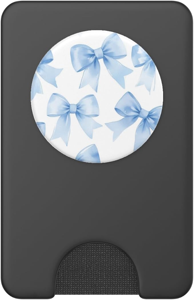 Light Blue Satin Bow Pattern PopSockets Adhesive PopGrip