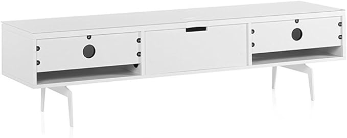 SONOROUS ST-360 Premium TV Stand for Living Room – Modern TV Stands & Entertainment Center with Storage – White Wood & White Glass Cover – Luxury Media Console with Metal Legs for TVs up to 75 inches