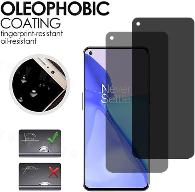 for OnePlus 9 Anti-Spy Tempered Glass [2 Pcs] 9H Hardness Anti-Scratch Anti-Peeping Privacy Screen Protector Proteceive Film for OnePlus 9 Phone (No Fingerprint Unlock)