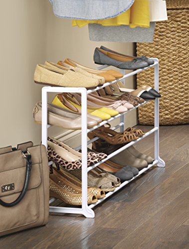 Whitmor 4 Tier 20 Pair Floor Shoe Rack - White - size: 4-Tier
