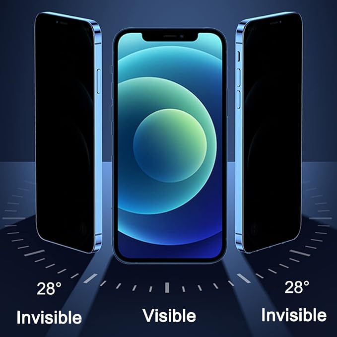 2 Pack Compatible with iPhone 12 Pro Max Privacy Screen Protector Anti-Spy Anti-Blue Light Eye Protection Tempered Glass Film Scratch Resistant Full Coverage Case Friendly