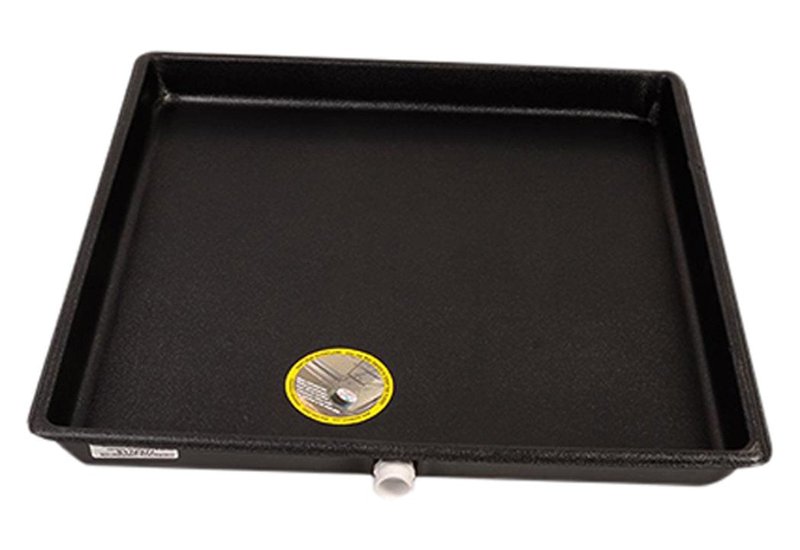 DiversiTech (6-2424L) A/C Secondary Condensate Drain Pan, Air Conditioner Drip Pan with Rolled Edges, 24 x 24 Plastic Tray, Black