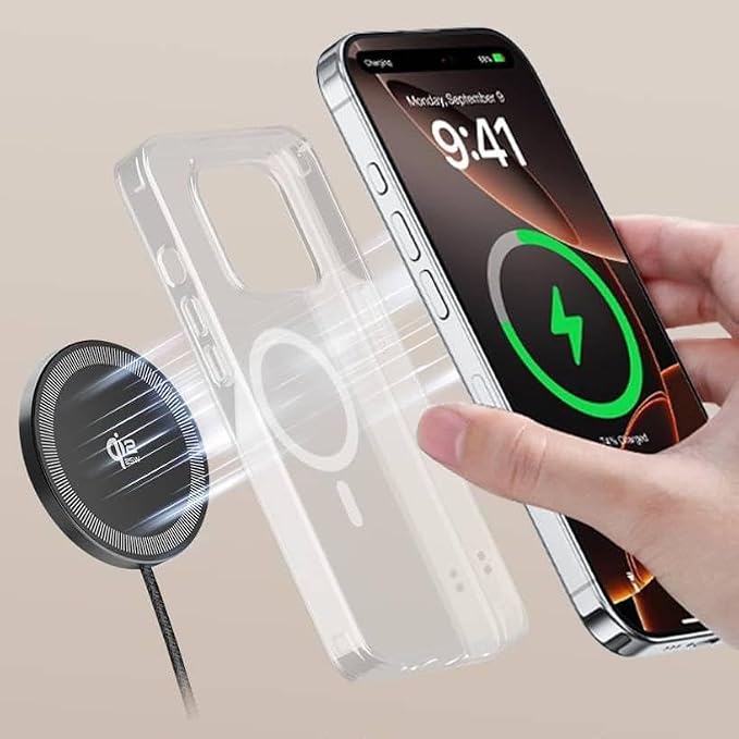 BoxWave Cables &amp Adapters Compatible with Huawei Mate 80 RS Ultimate - MagnetoDisc Wireless Charger Compatible with Qi2 (25W) Charging Standard Circular Magnet Desktop Travel Disc - Jet Black