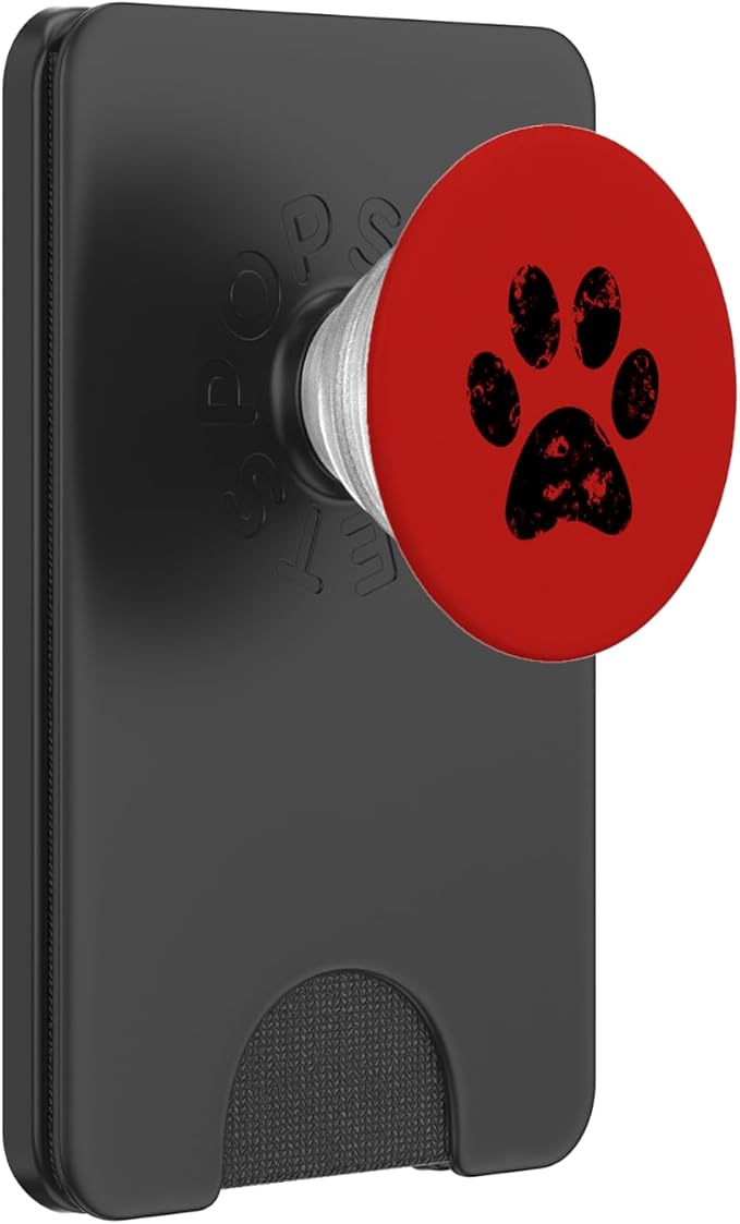 Black Dog Paw Print Red PopSockets Adhesive PopGrip