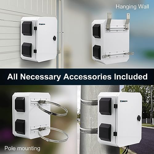Outdoor Electrical Box, Cold-Rolled Steel Plate, Aluminum Alloy Back Beam, One-Piece Ventilation Design, IP65 Waterproof, Wall/Pole Mounted (17.7" x 13.8" x 7.9")