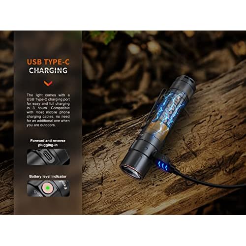 Fenix E35R EDC Flashlight, 3100 Lumens USB-C Rechargeable High Lumen Performance Flashlight with LumenTac Organizer (Black)