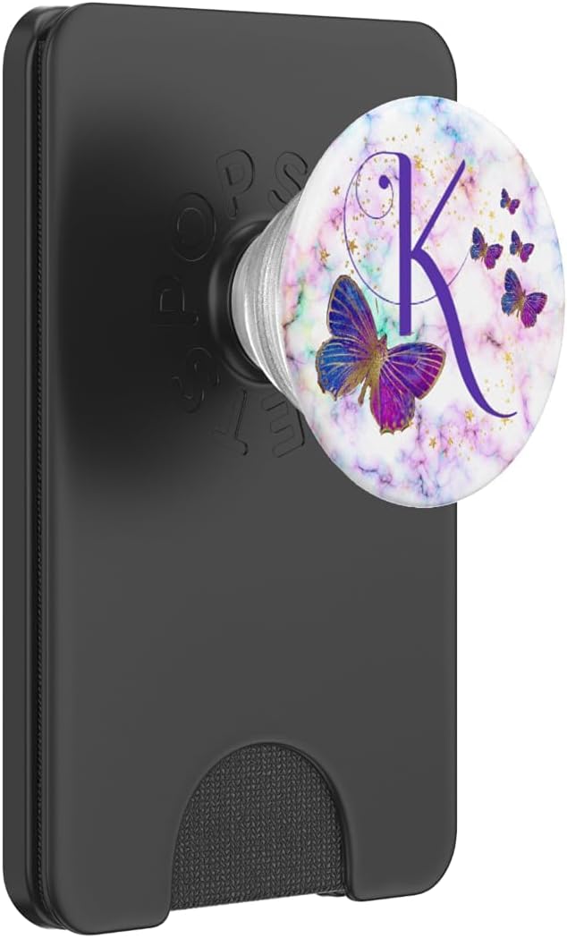 Purple Butterfly Letter K Initial Personalized Monogram PopSockets Adhesive PopGrip