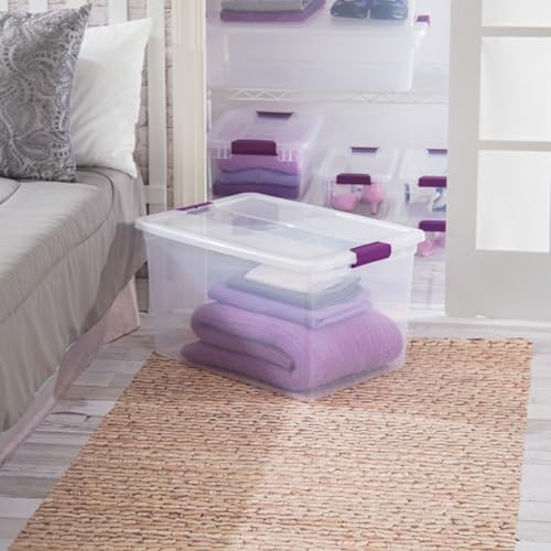 Sterilite 66 Qt ClearView Latch Storage Box, Stackable Bin with Latching Lid, Organize Clothes, Blankets, Items in Closet, Clear Base and Lid, 24-Pack - size: 24 Pack, style: 66 Quart