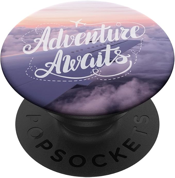 Adventure Awaits Airplane Travel Quote by Nature Magick PopSockets Adhesive PopGrip
