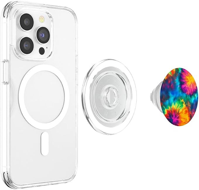 Abstract Design as Colorful Retro Psychedelic Art A Tie-Dye PopSockets PopGrip for MagSafe