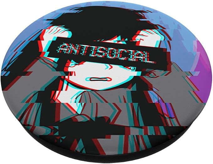 Antisocial Sad Anime Girl Japanese Vaporwave Aesthetic PopSockets Adhesive PopGrip