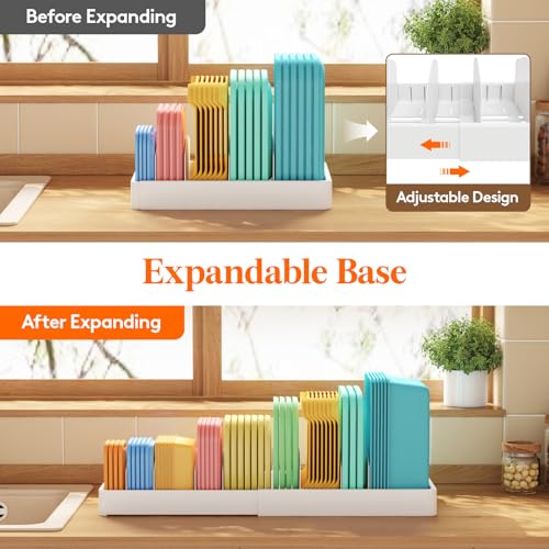 Lifewit Kitchen Cabinet Organizer for Food Contanier Lid, Expandable Lid Holder with 8 Adjustable Dividers & 9 Sections for Pantry Organizers and Storage, Home Organization, Extra Large, 13"-24" - size: Extra Large(13-24" x 9.6")