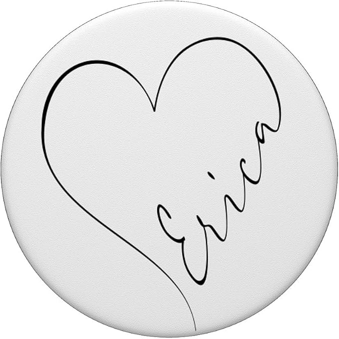 Erica Name Minimalist Heart Line Personalized White PopSockets Adhesive PopGrip
