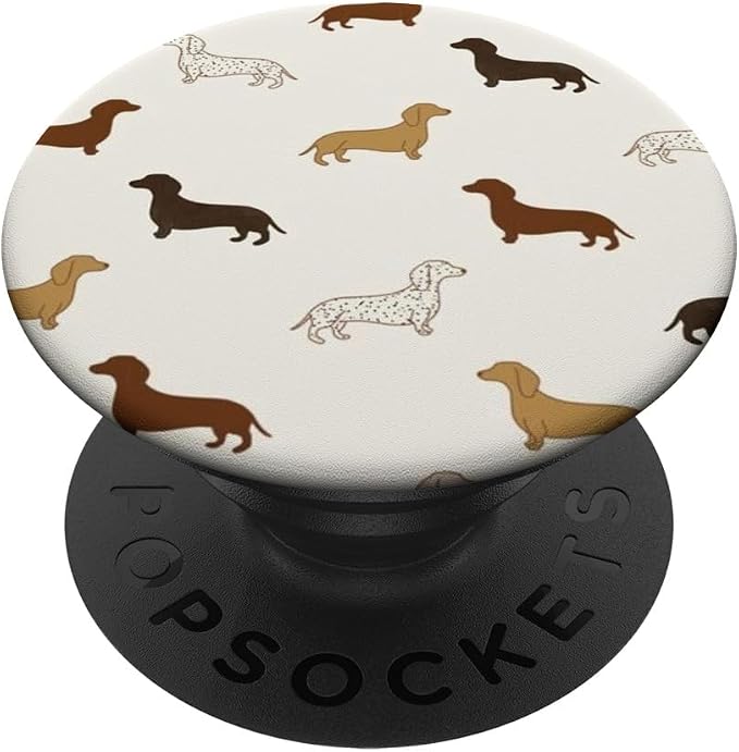 Beige Dachshund Dog Pattern PopSockets Adhesive PopGrip