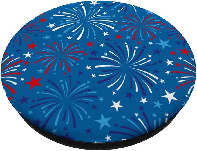 4th of July Patriotic Pattern Red White Blue Fireworks PopSockets Adhesive PopGrip