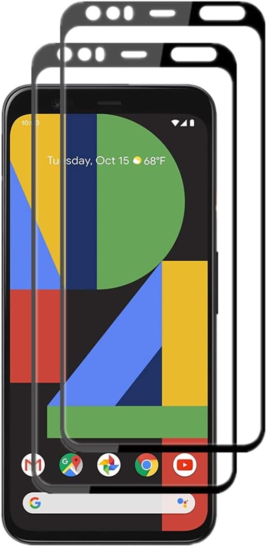 for Pixel 4 Black Silk Screen Protector [2PACK] Full Coverage Anti-scratch Case Friendly Screen Tempered Glass Protective Film for Google Pixel 4 G020I G020M G020N (5.7-INCH)