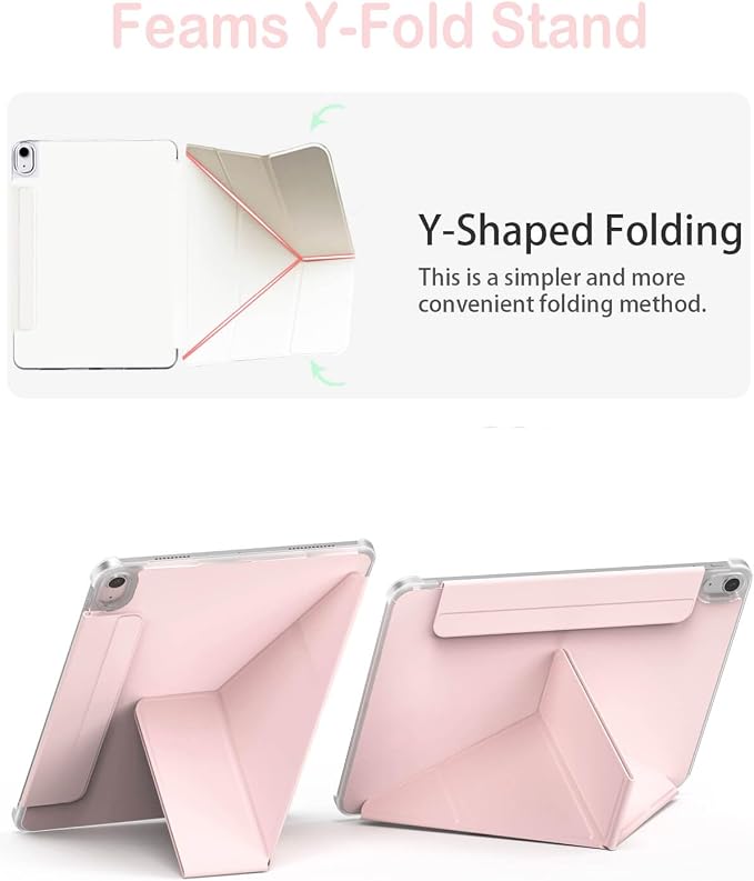 Feams Y Fold Folio for iPad A16 11th Generation Case 11 Inch 2025 iPad 10th Generation Case 10.9 Inch 2022 Y-Shaped Stand Magnetic Attachment Back Cover with Magnetic Clasp &amp Auto Sleep Black