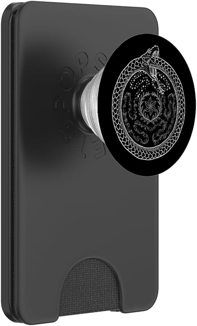The Ghoulish Garb Hecate's Wheel Ouroboros Goddess of Witchcraft PopSocket Adhesive Phone Grip for Smartphones (iOS and Android) - Black